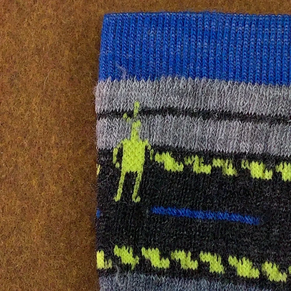Smartwool Kids Medium Blue Striped Merino Wool Blend Crew Socks New
